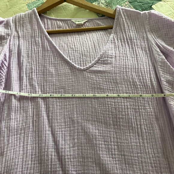 Nordstrom V-Neck Ruffle Sleeve Gauze Top Lavender Purple Size Large 2022 Caslon - Picture 4 of 6